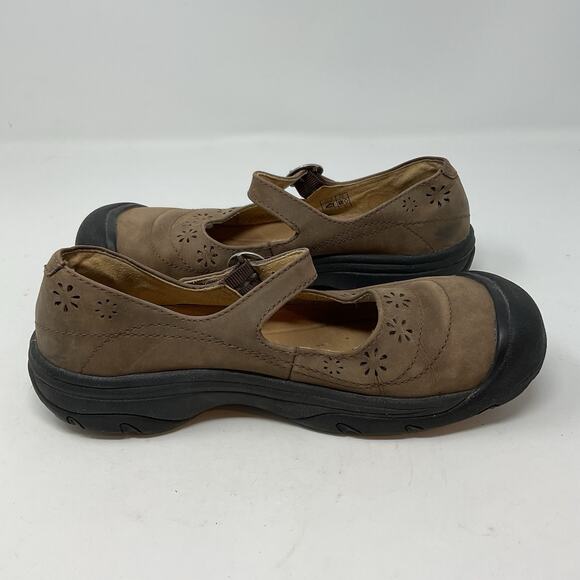 Keen Calistoga Brown Mary Jane Shoes Womens 8.5 Floral Cutout Buckle Strap - Picture 9 of 13